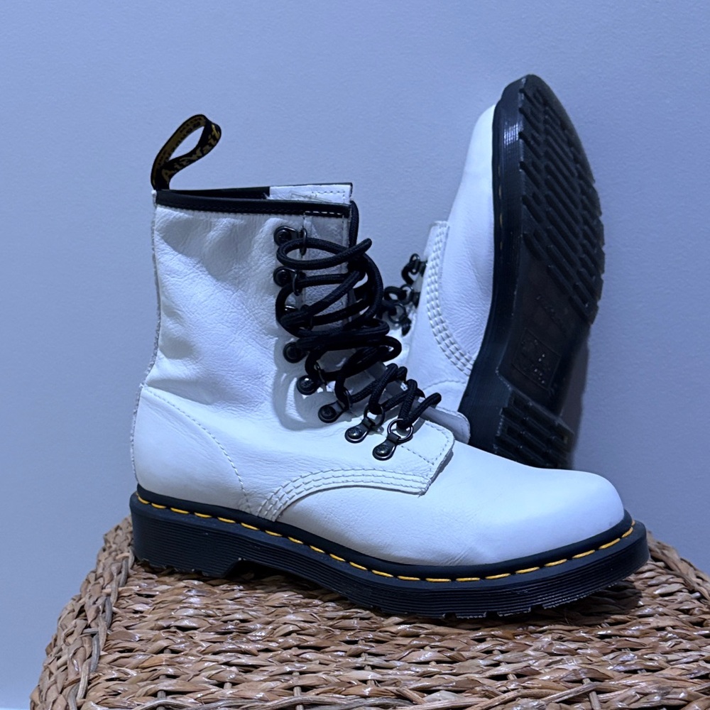 Dr. Martens White Leather Combat Boots